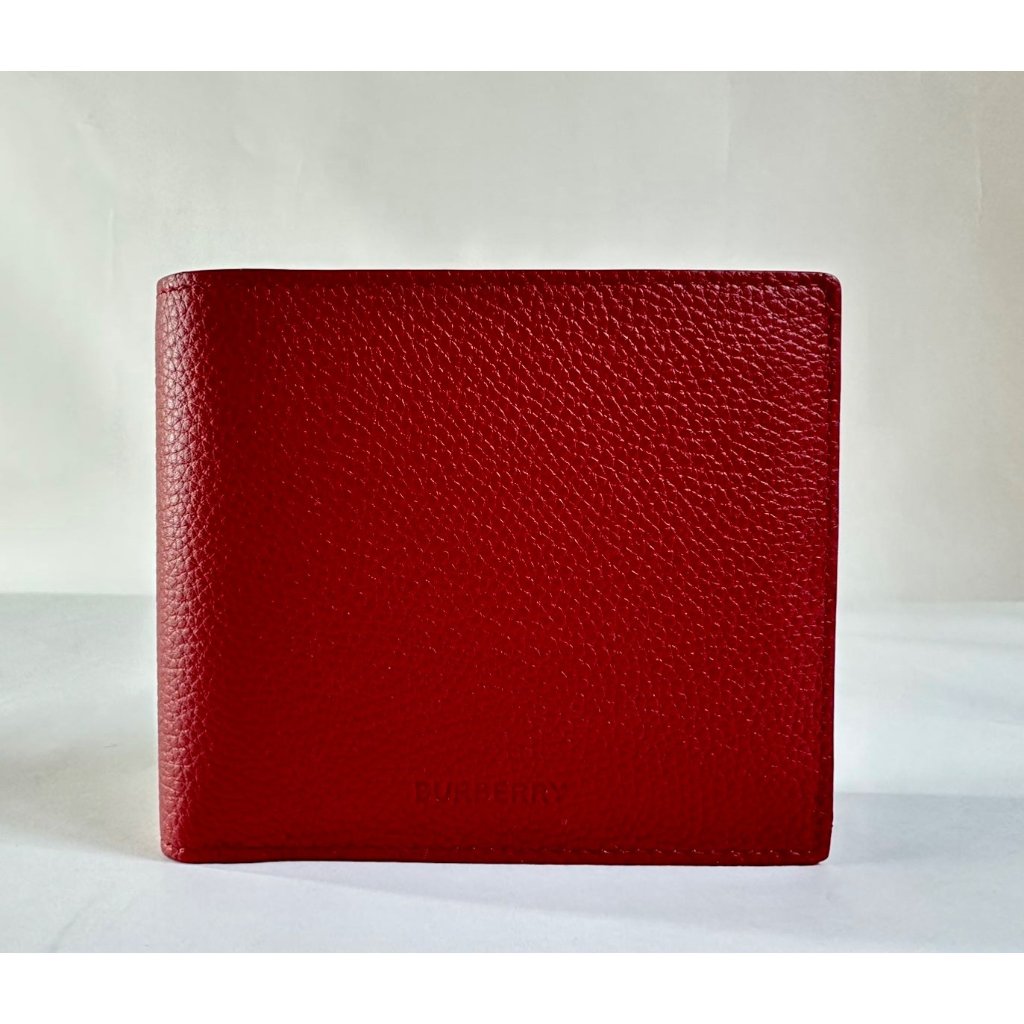 Burberry Dark Carmine Red Leather Bifold Wallet